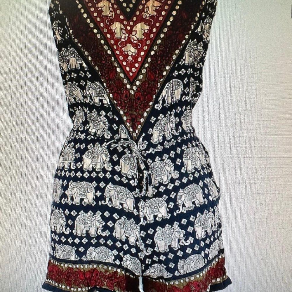 Angie-Womens Elephant Print-Romper